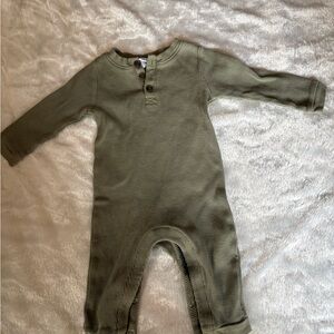 Old Navy Olive Green Waffle Knit Long-Sleeve One-Piece